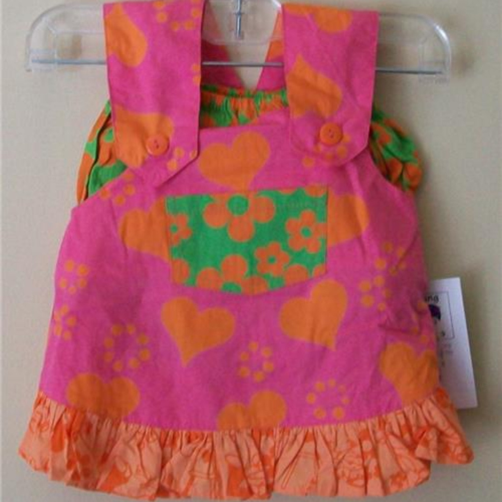 TODDLER 3 PIECE DRESS SET 12M NWT Pink Batik